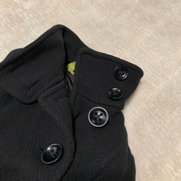 Soia & Kyo Trench Coat Womens Large Black Wool Button up Cowl Neck - Picture 9 of 9